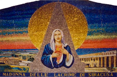 mosaico raffigurante il Santuario della Madonna della Lacrime di Siracusa nella Basilica dell’Annunciazione a Nazareth